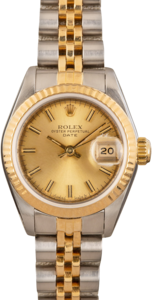 Ladies Rolex Datejust 69173 Champagne Roman Dial